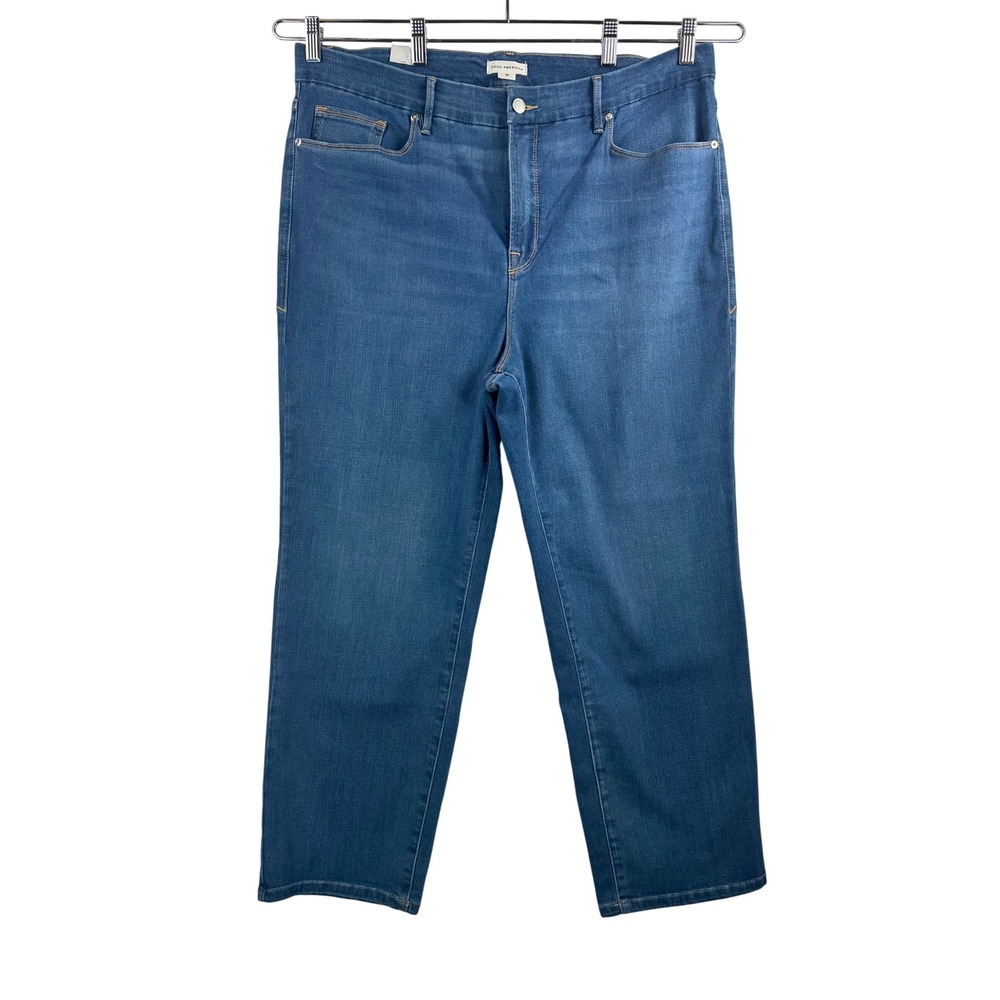 Good American Good Legs Straight Jeans sz 18 Blue High Rise‎ 90s Tummy tech
